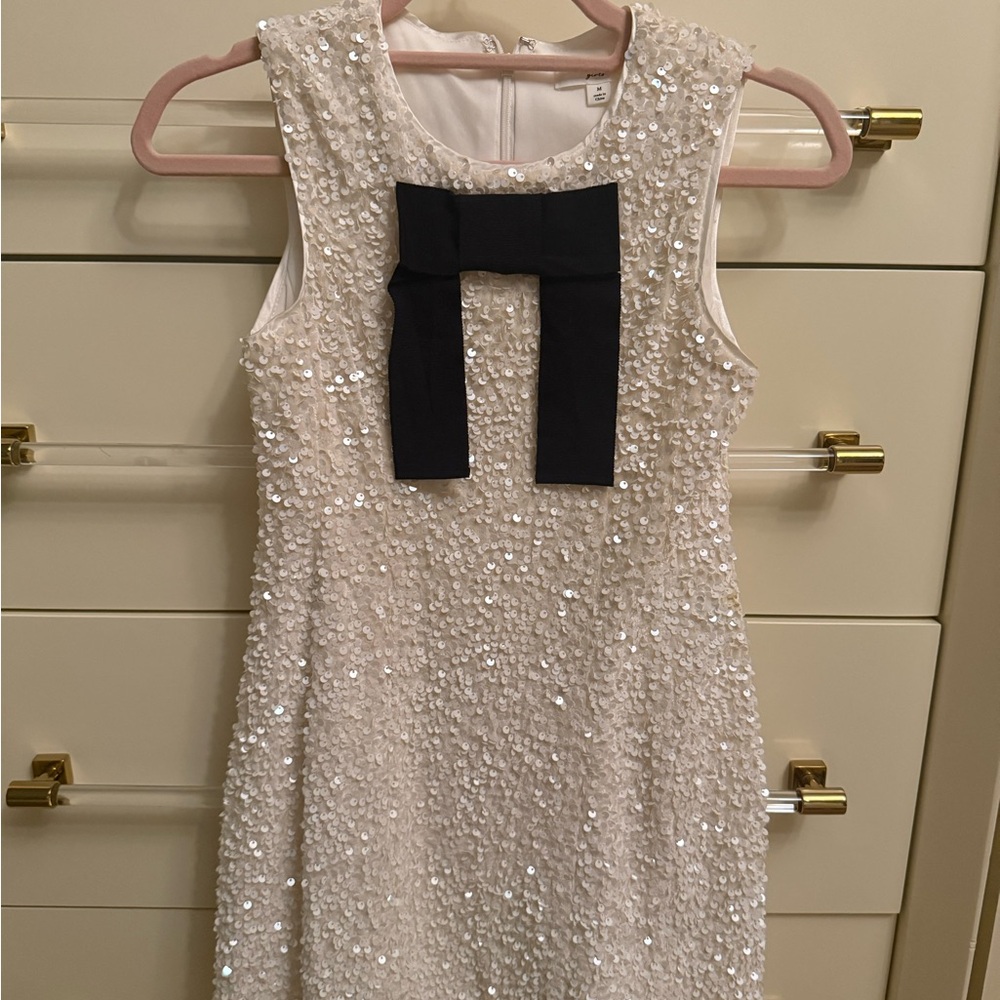 Sequin A-Line Girls Formal Dress with Black Bow